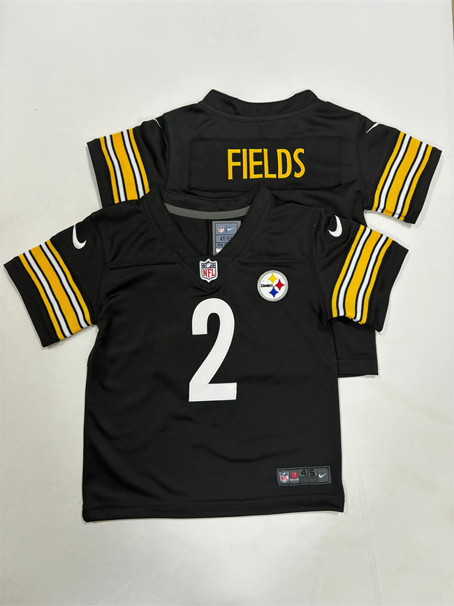 Toddlers Pittsburgh Steelers #2 Justin Fields Black Vapor Football Stitched Jersey